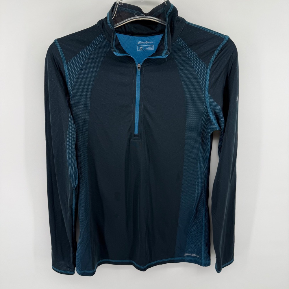 Eddie Bauer Womens Navy Blue FreeHeat Quarter Zip Pullover Long‎ Sleeve Top S